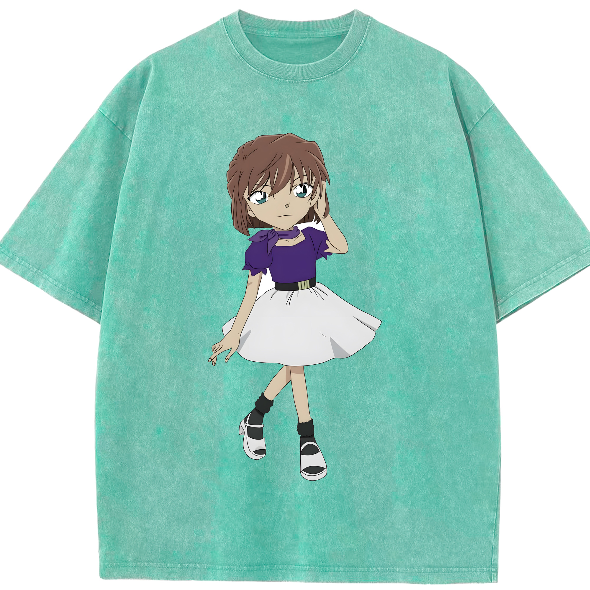 （画像用） 名探偵コナン 灰原 哀 はいばら あい Detective Conan Anita Hailey、Vi Graythorn Haibara Ai 綿100% ヴィンテージ風 半袖Tシャツ（フロントプリント）